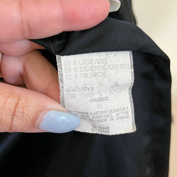 Louben Cashmere Wool Womens Coat Size 8 Black Old Money Overcoat Peacoat Luxury - Picture 8 of 8